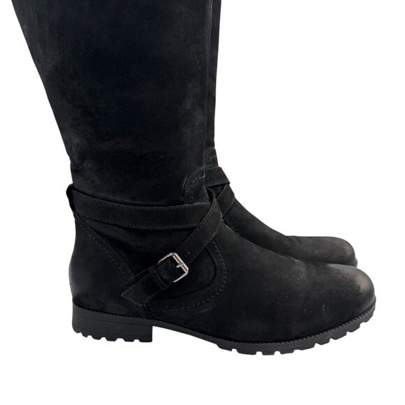 Hotter Comfort Concept Belle Black Nubuck Leather Knee High Moto Riding Boots - Picture 8 of 15